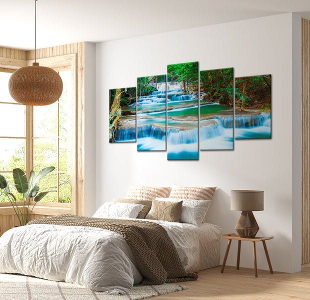 Stretched Canvas Landscape Art - Waterfall In Thailand