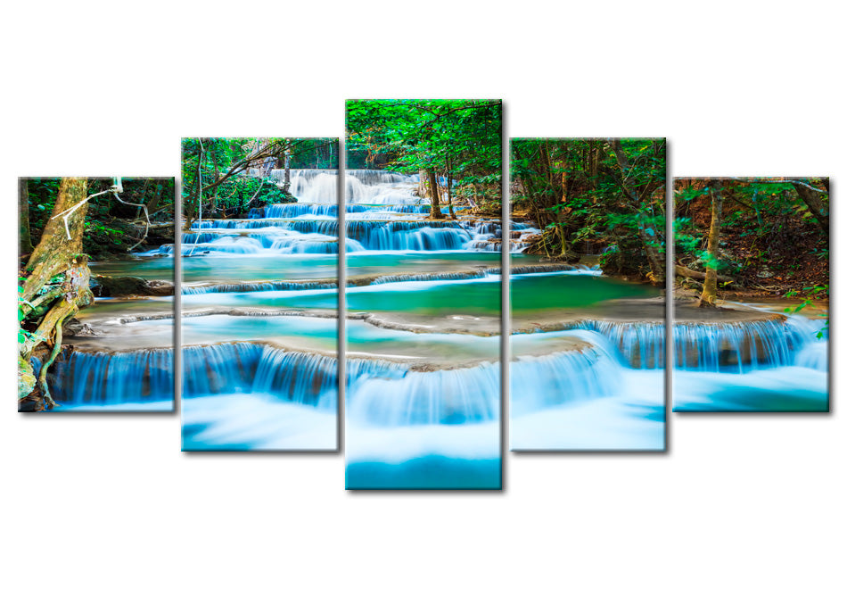 Stretched Canvas Landscape Art - Blue Waterfall In Kanchanaburi, Thailand