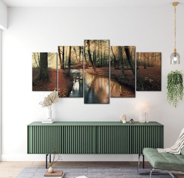 Stretched Canvas Landscape Art - Brown Autumn Forest