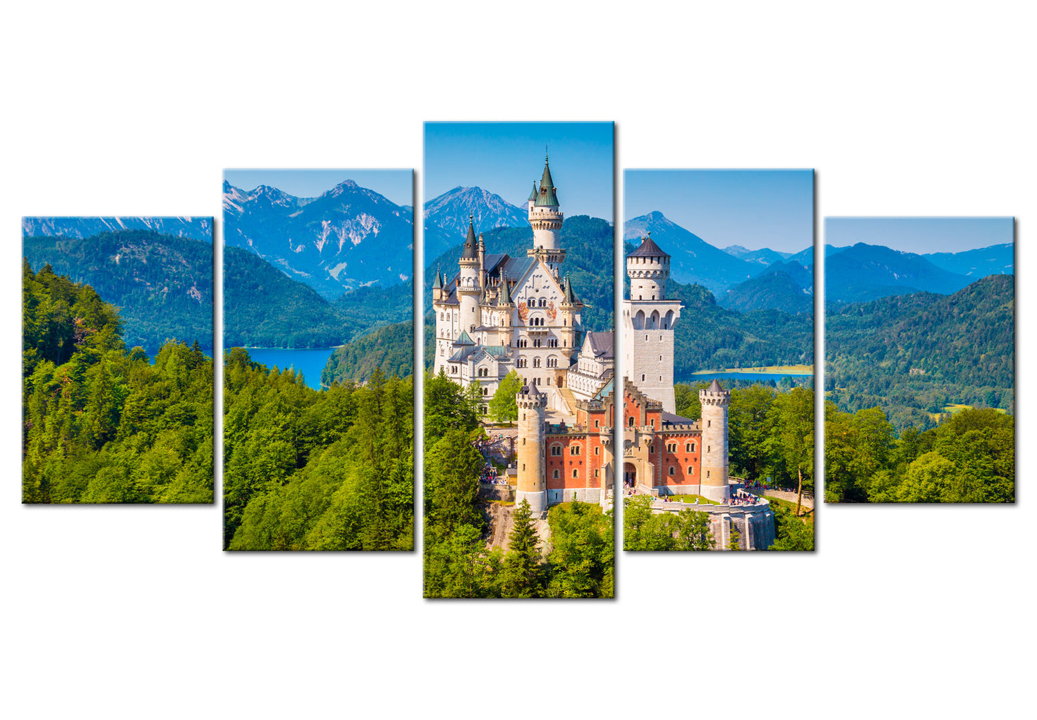Stretched Canvas Landscape Art - Castle In The Mountains 5 Piece