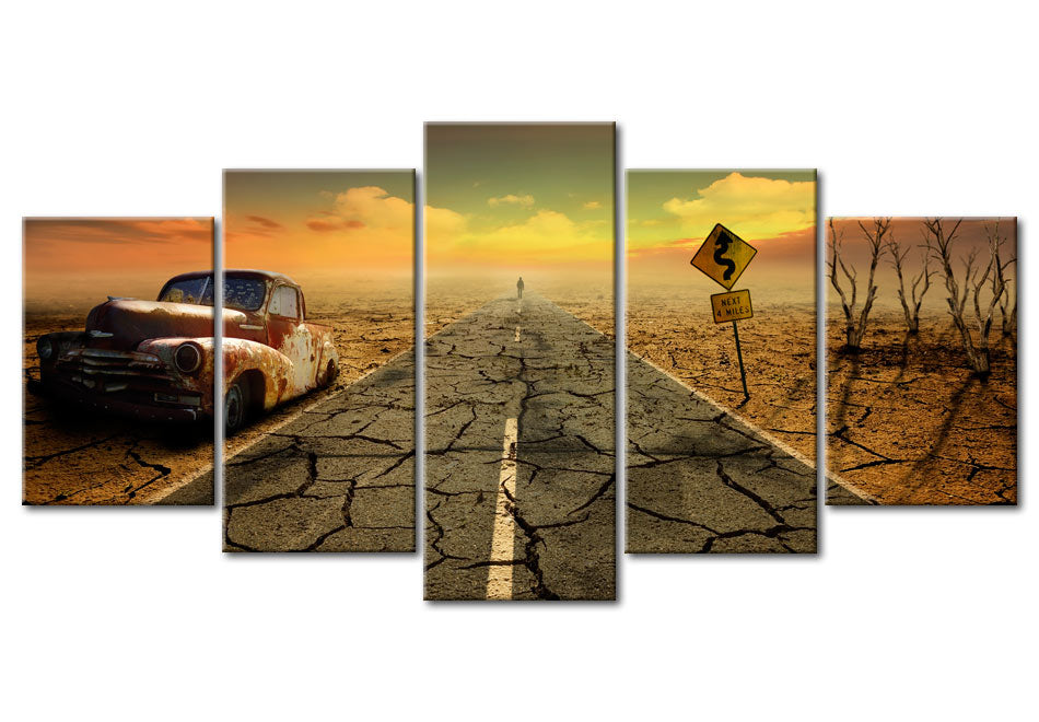 Stretched Canvas Landscape Art - Difficult Road