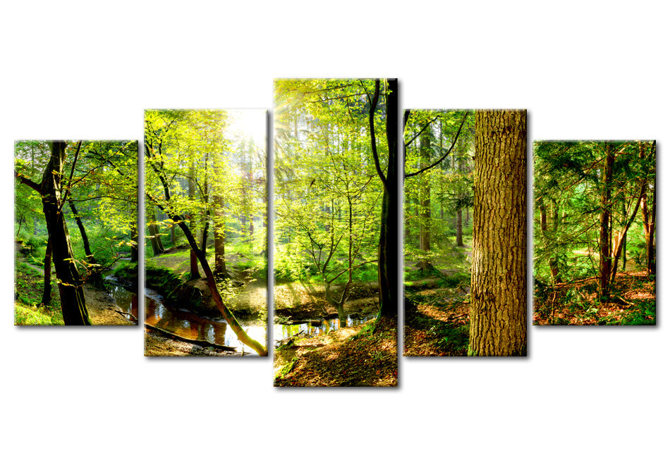 Stretched Canvas Landscape Art - Early Morning in the Forest
