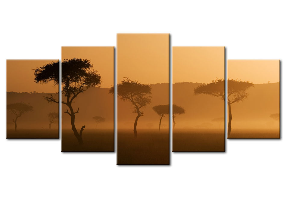 Stretched Canvas Landscape Art - Fog Over A Savannah