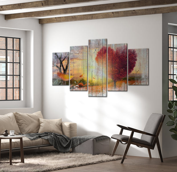 Stretched Canvas Landscape Art - Lovers Autumn