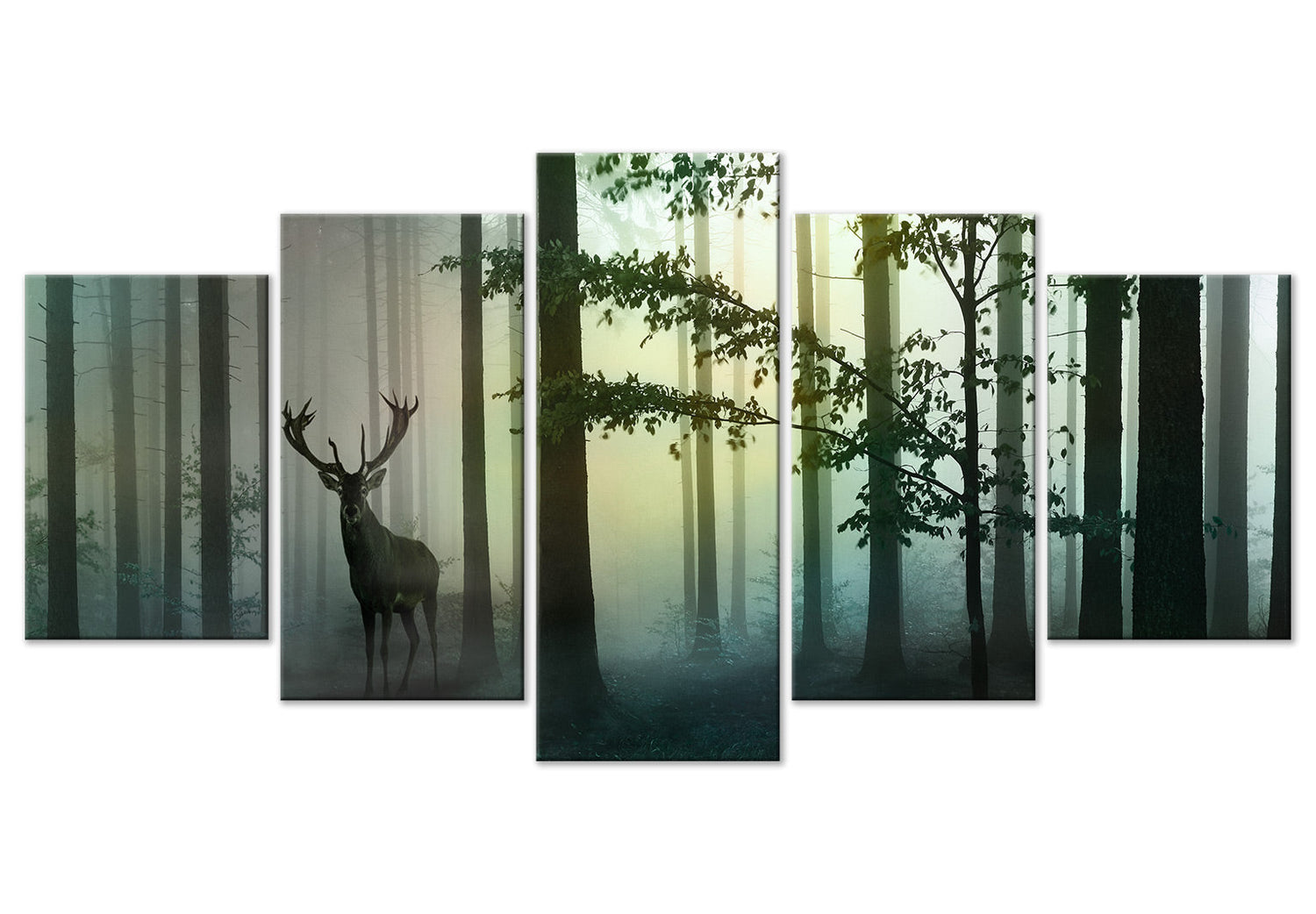 Stretched Canvas Landscape Art - Morning Green 5 Piece