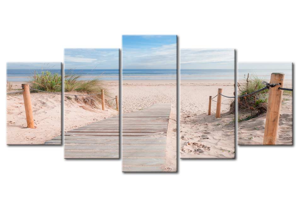 Stretched Canvas Landscape Art - Morning On The Beach