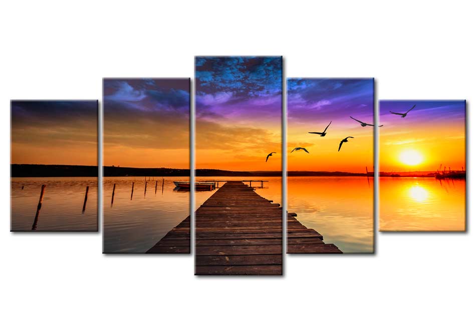 Stretched Canvas Landscape Art - Romantic Lake