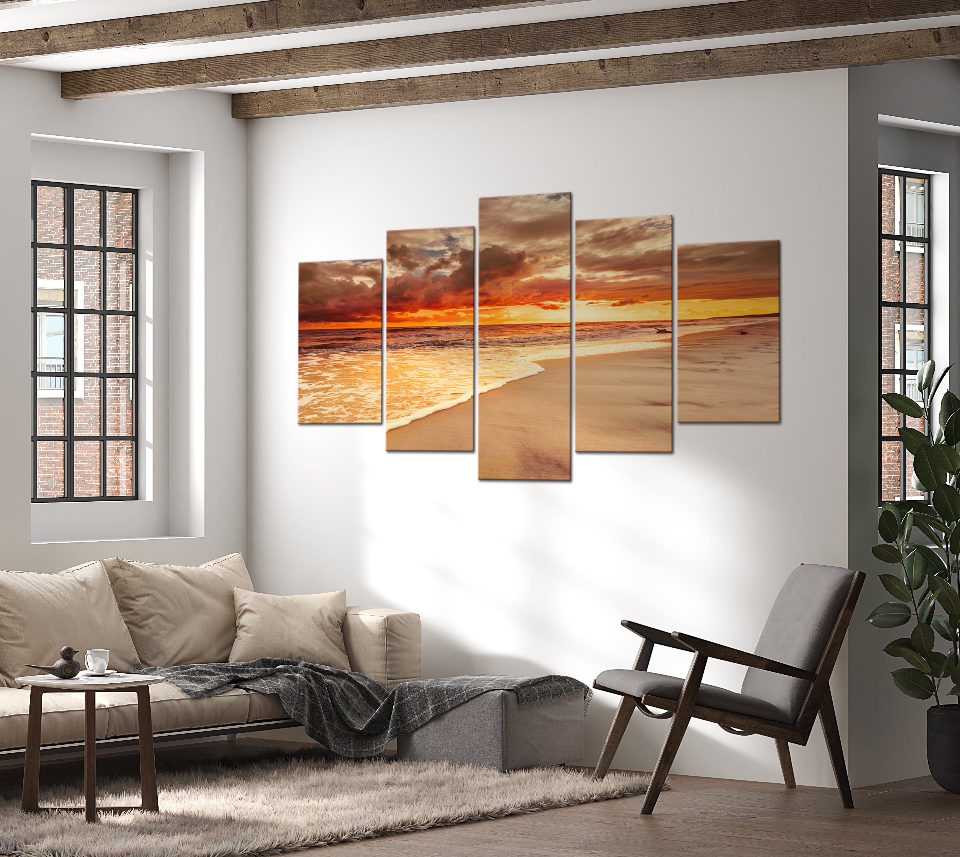 Stretched Canvas Landscape Art - Beautiful Sunset At Sea
