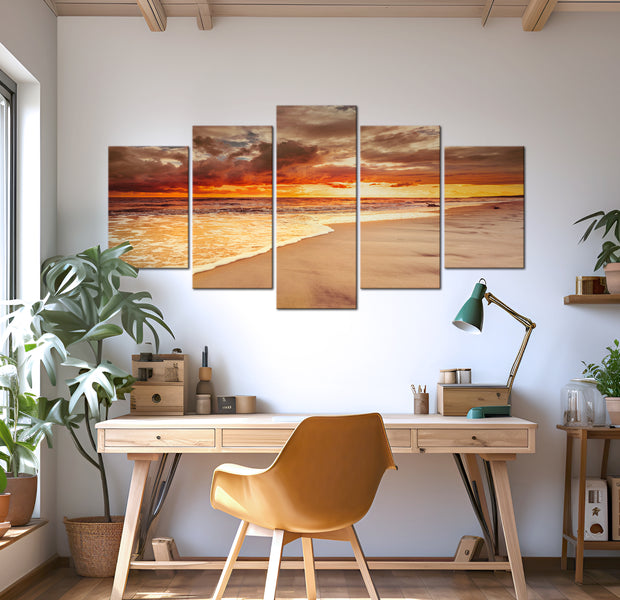 Stretched Canvas Landscape Art - Beautiful Sunset At Sea