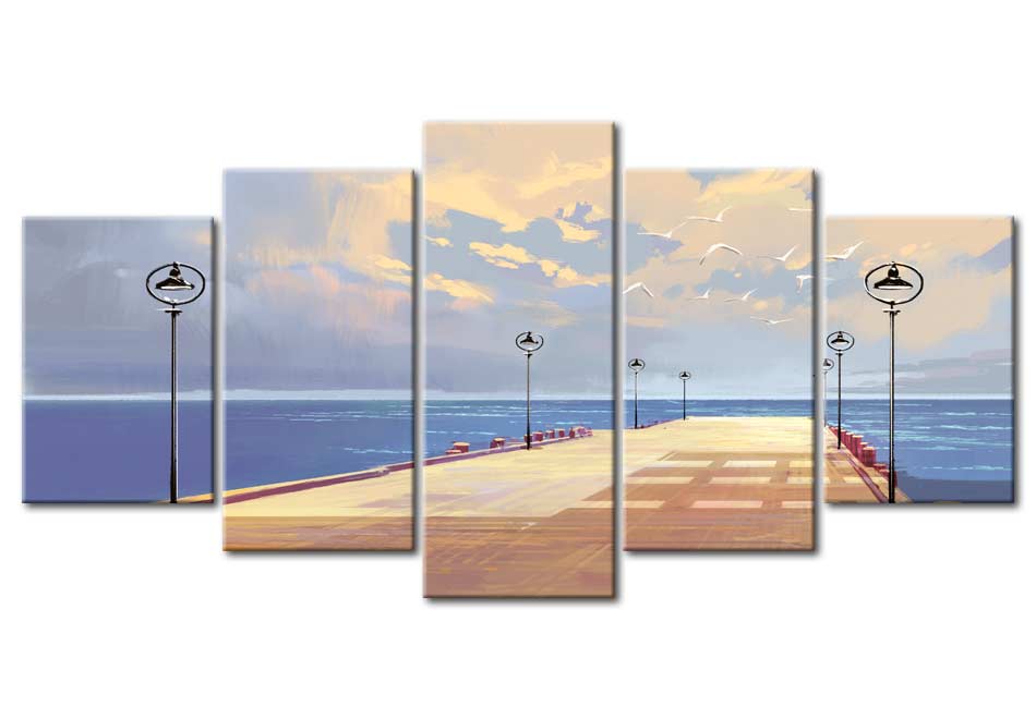 Stretched Canvas Landscape Art - Seaside Walk