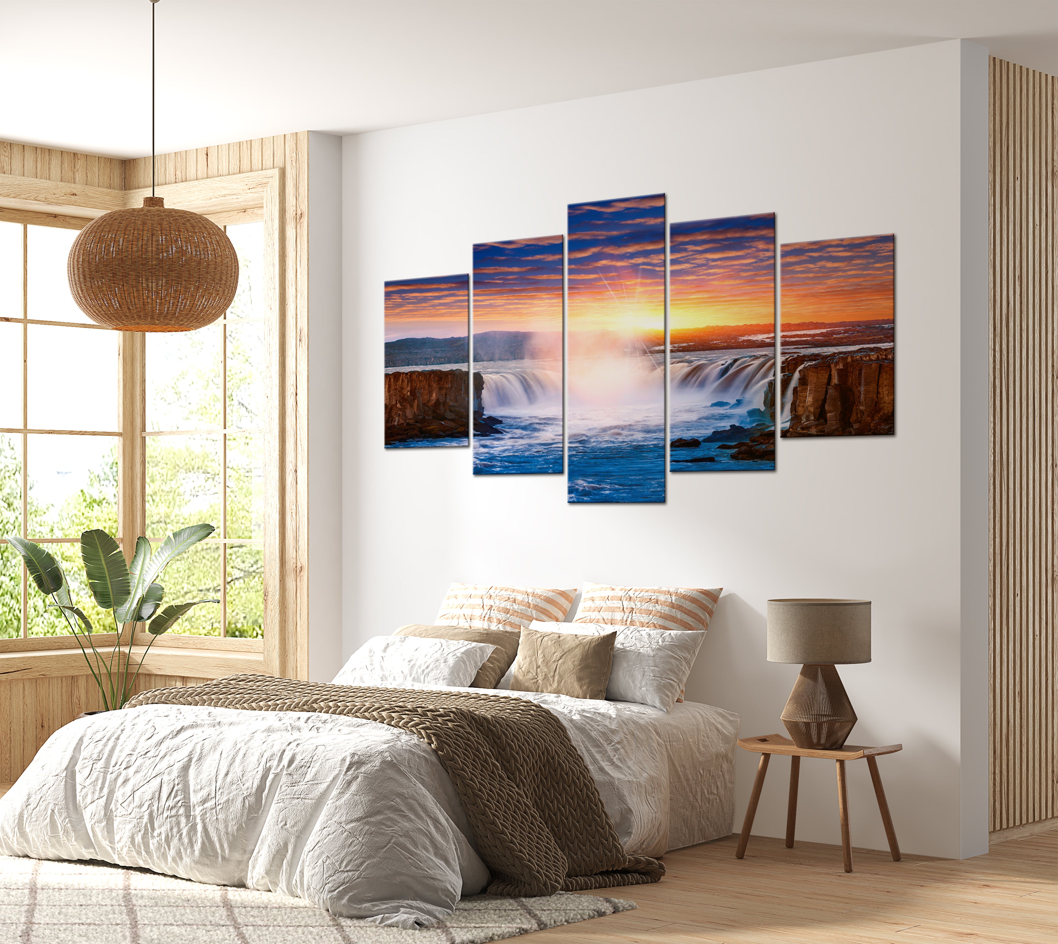 Stretched Canvas Landscape Art - Selfoss Waterfall in Iceland