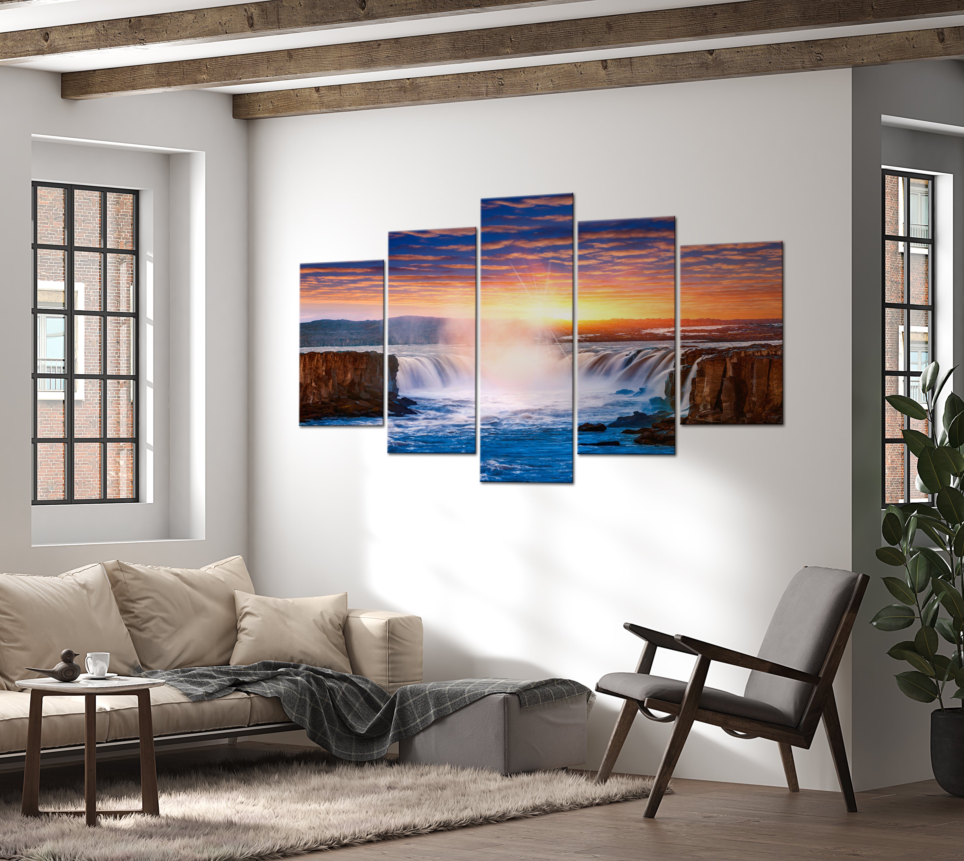 Stretched Canvas Landscape Art - Selfoss Waterfall in Iceland