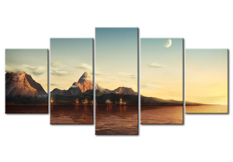 Stretched Canvas Landscape Art - Sunrise In The Mountains