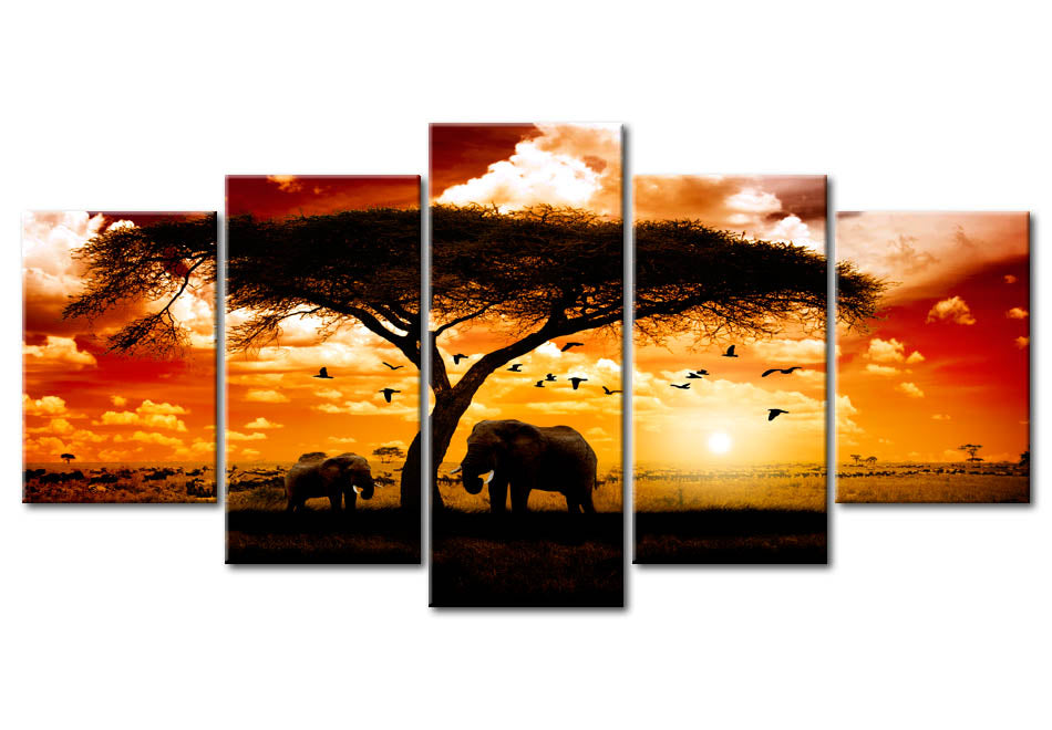 Stretched Canvas Landscape Art - The Savannah Sunset