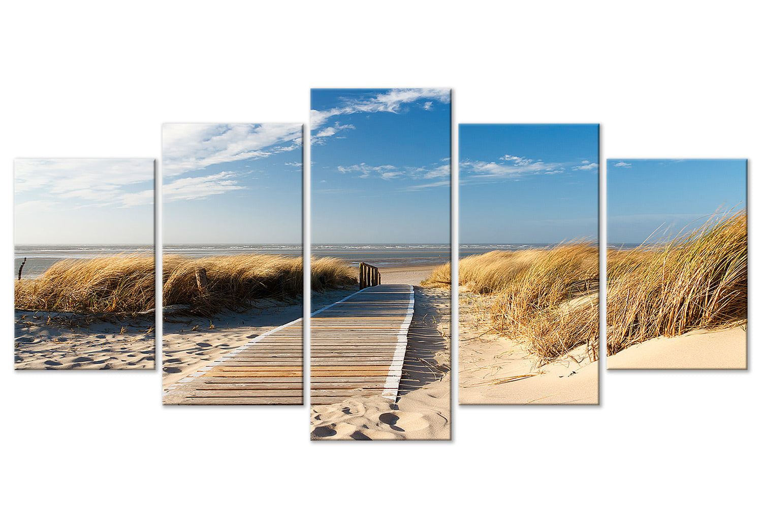 Stretched Canvas Landscape Art - Unguarded Beach 5 Piece