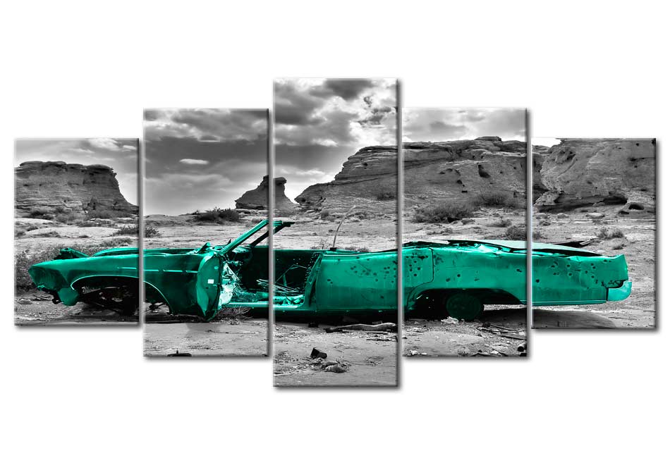Stretched Canvas Still Life Art - Green Car