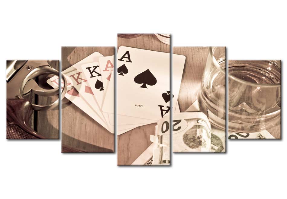 Stretched Canvas Still Life Art - Poker Night - Sepia