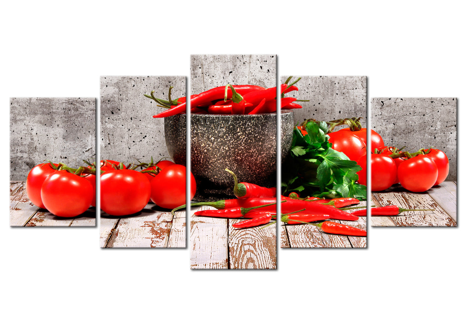 Stretched Canvas Still Life Art - Red Vegetables Concrete Wide