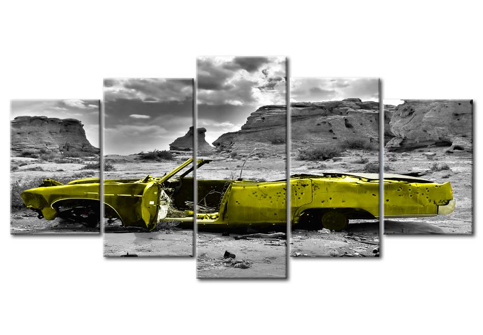 Stretched Canvas Still Life Art - Yellow Car