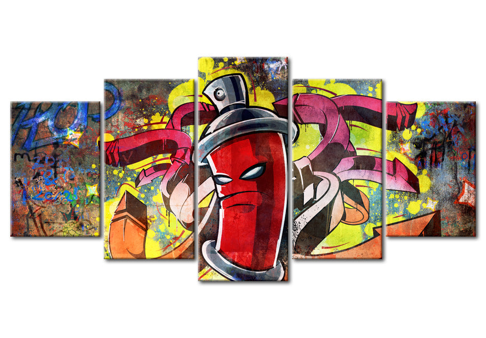 Stretched Canvas Street Art - Angry Spray Can