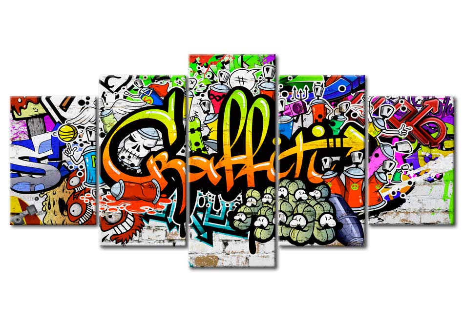 Stretched Canvas Street Art - Artistic Graffiti - 5 Pieces