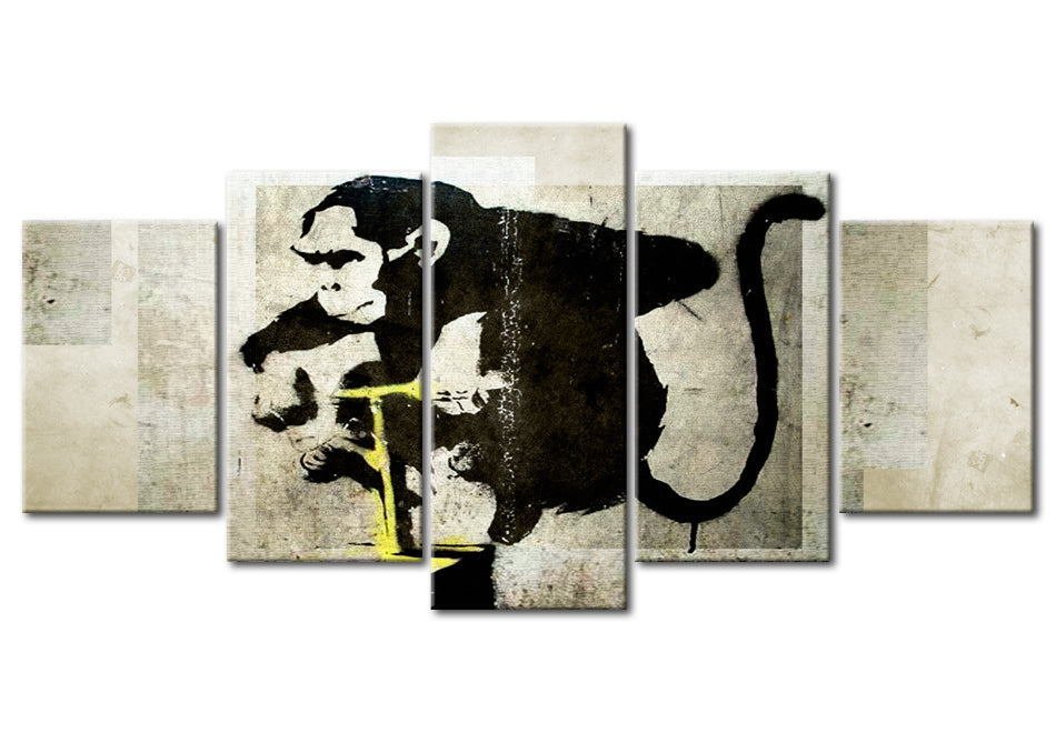 Stretched Canvas Street Art - Banksy: Monkey With Detonator 5 Piece