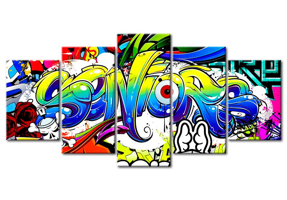 Stretched Canvas Street Art - Youth World - 5 Pieces