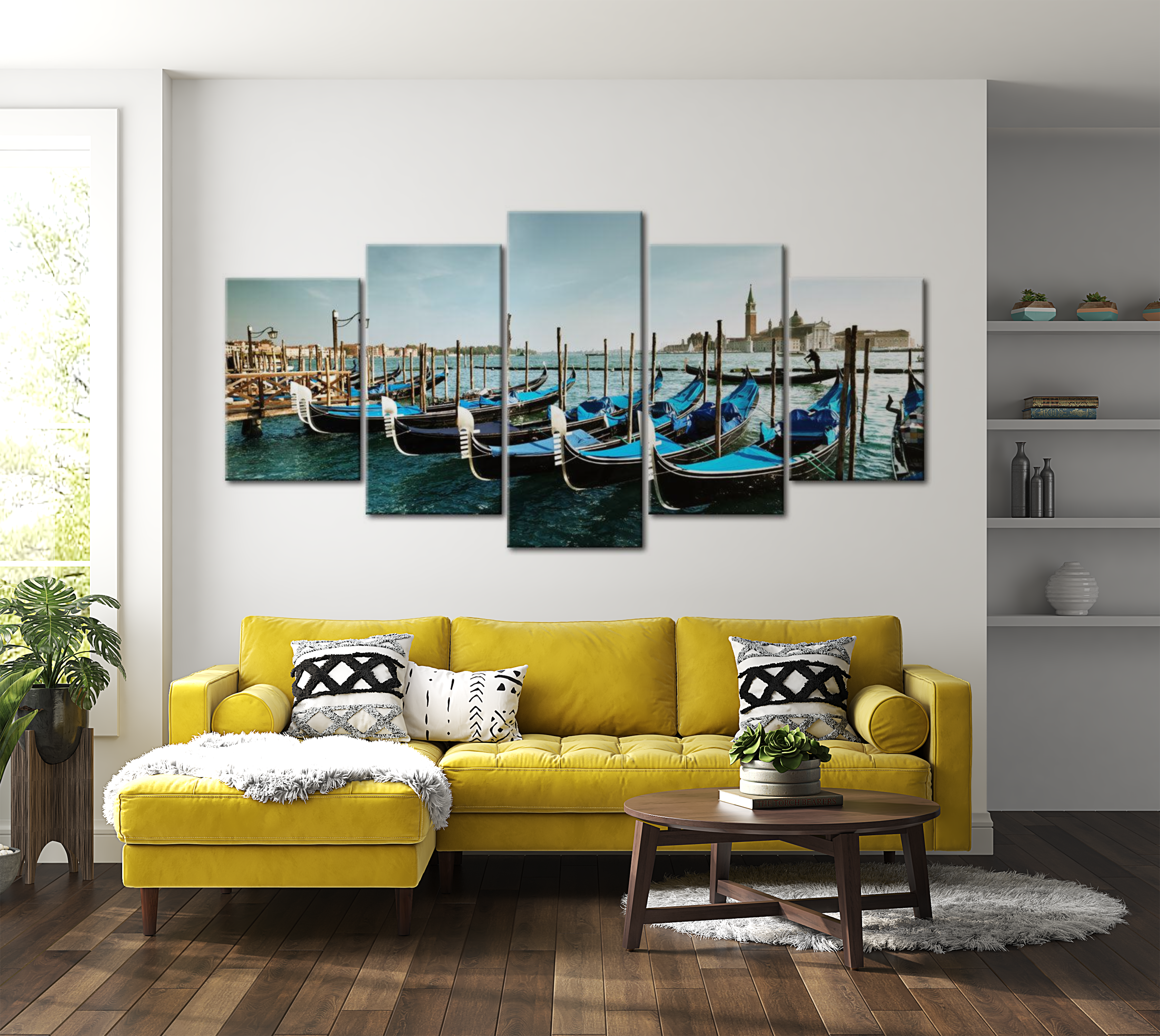 Stretched Canvas Wall Art - A Canal In Venice 40"Wx20"H