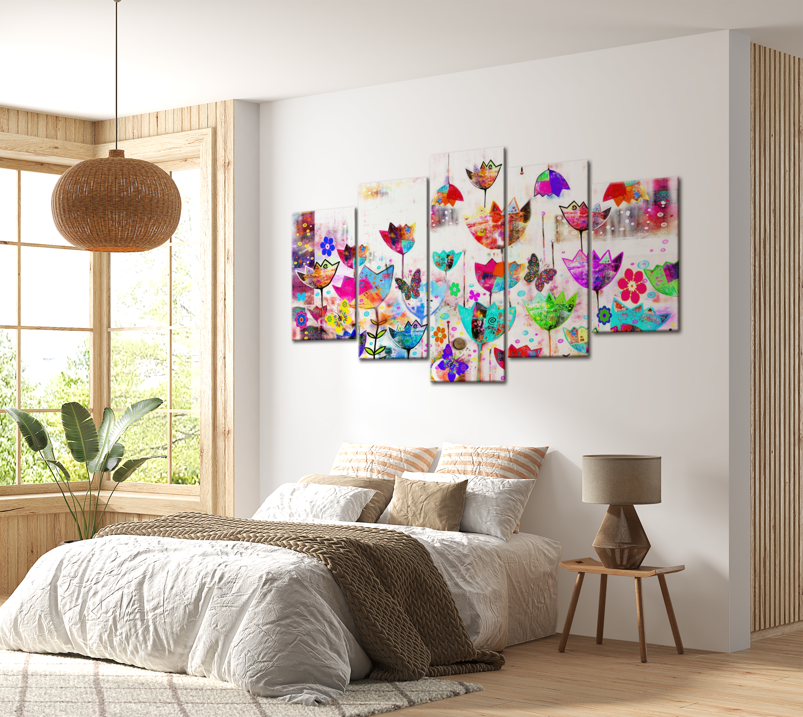 Stretched Canvas Wall Art - Tulips In The Rain 40"Wx20"H