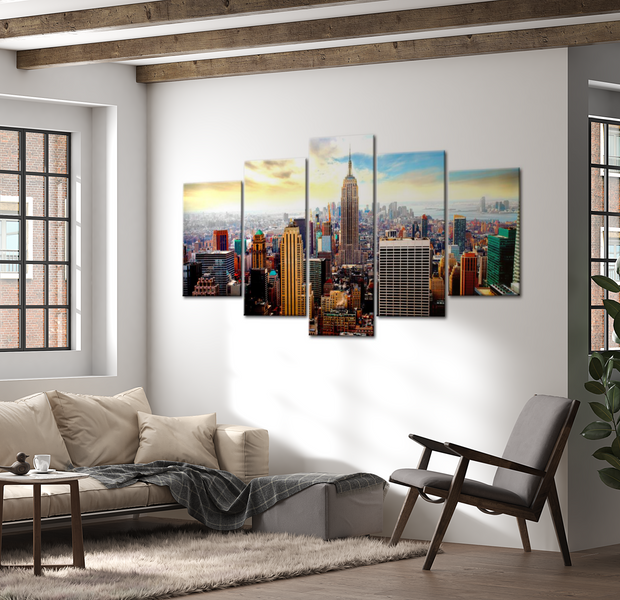 Stretched Canvas Wall Art - Beautiful NYC - 5 Pieces