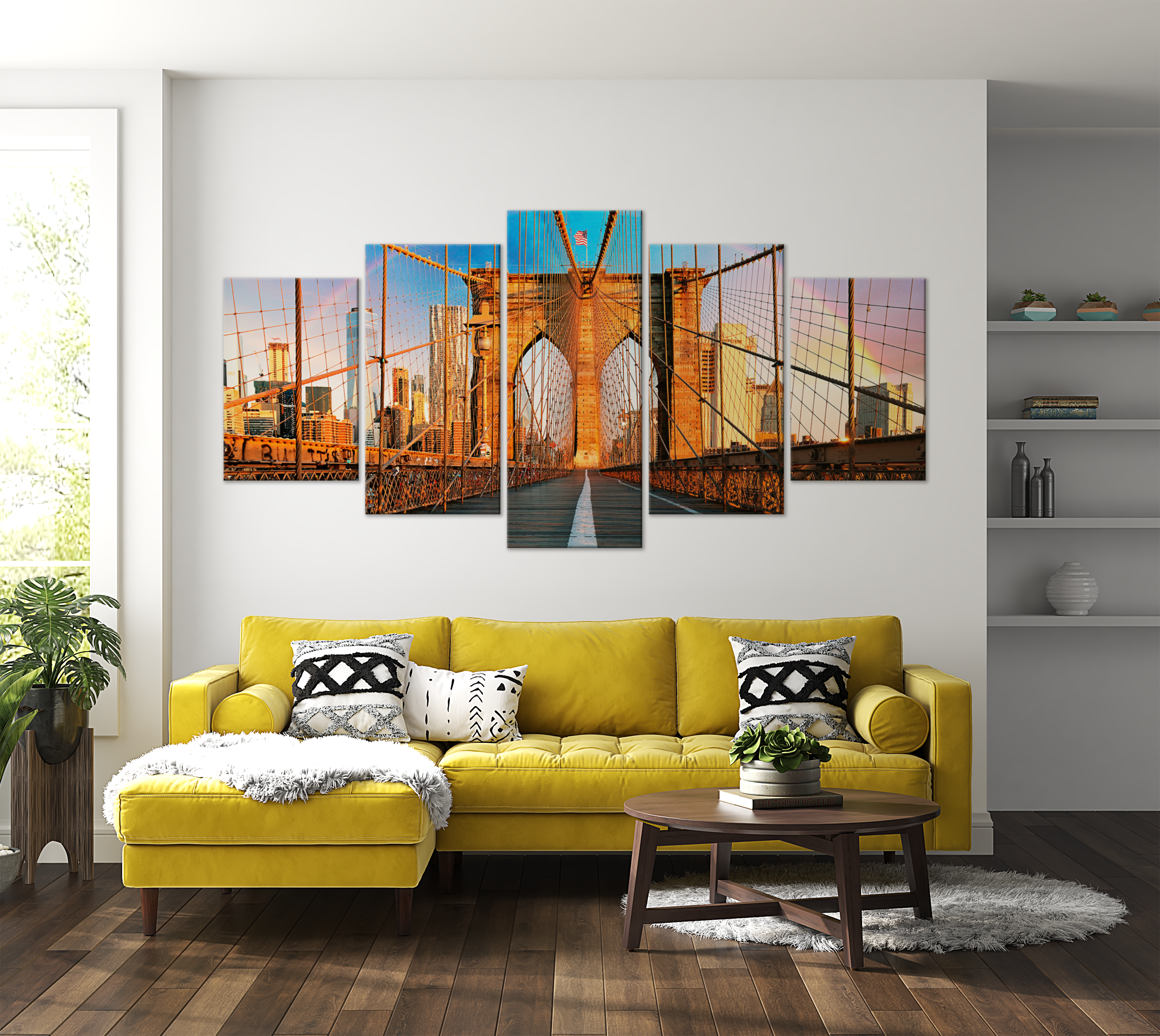 Stretched Canvas Wall Art - Bridge To Happiness Wide 40"Wx20"H