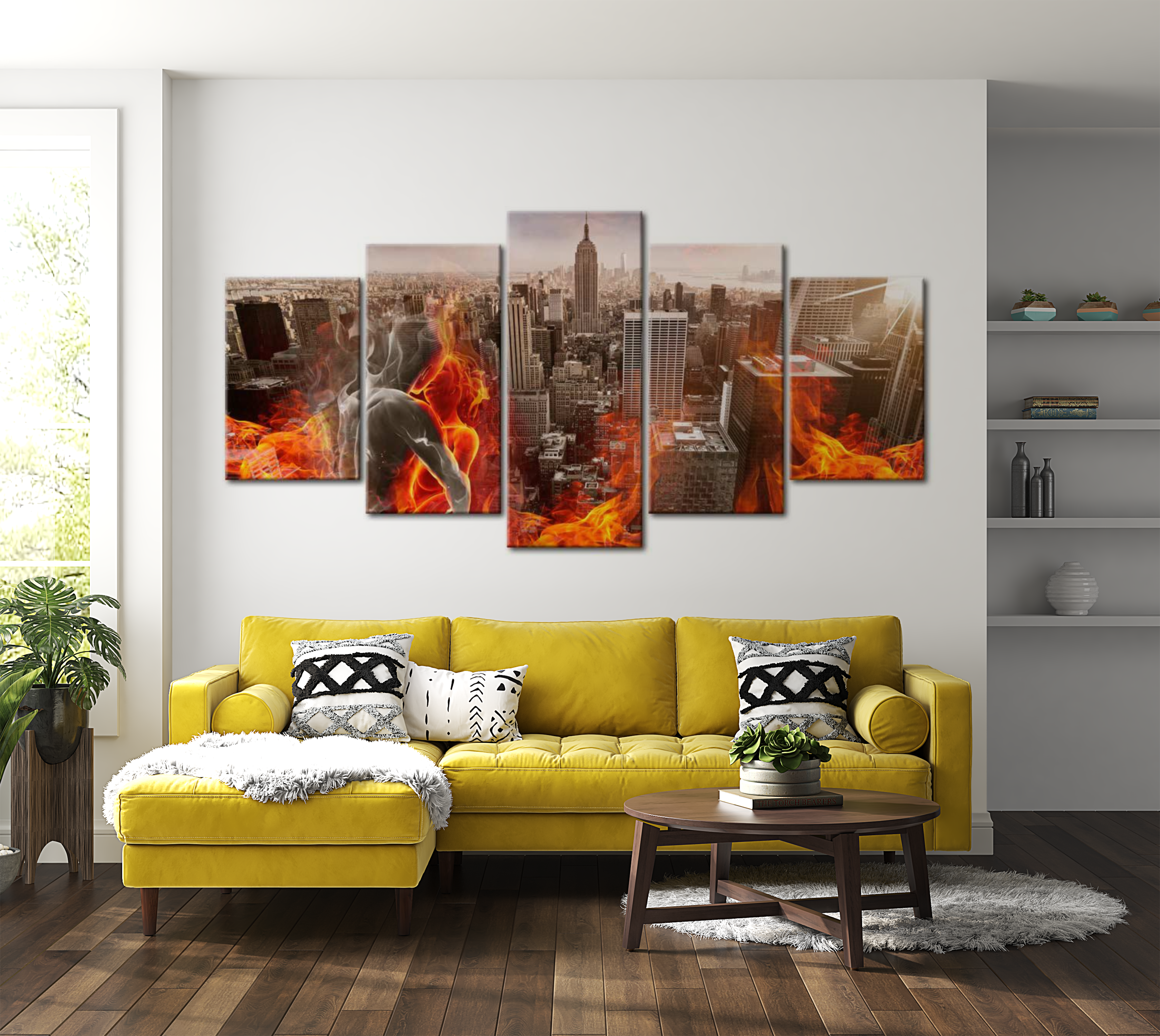 Stretched Canvas Wall Art - City Of Love - 5 Pieces