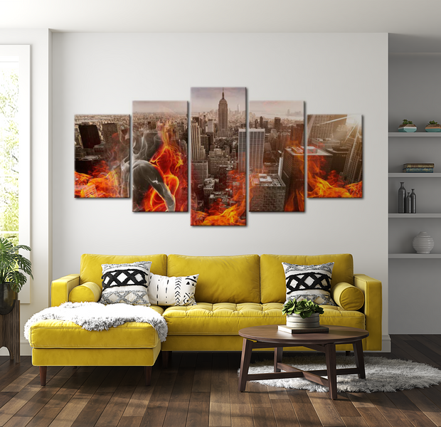 Stretched Canvas Wall Art - City Of Love - 5 Pieces