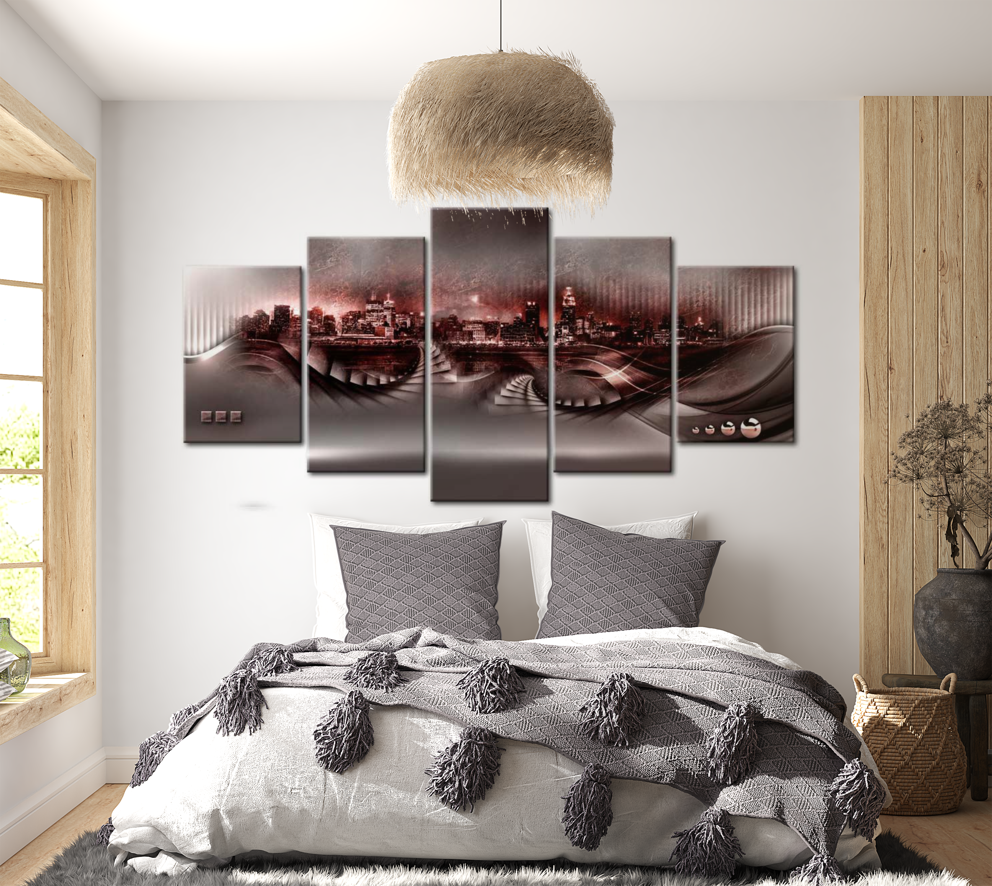 Stretched Canvas Wall Art - Crimson City 40"Wx20"H