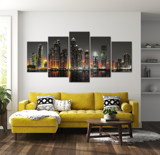 Stretched Canvas Wall Art - Desertic City - 5 Pieces