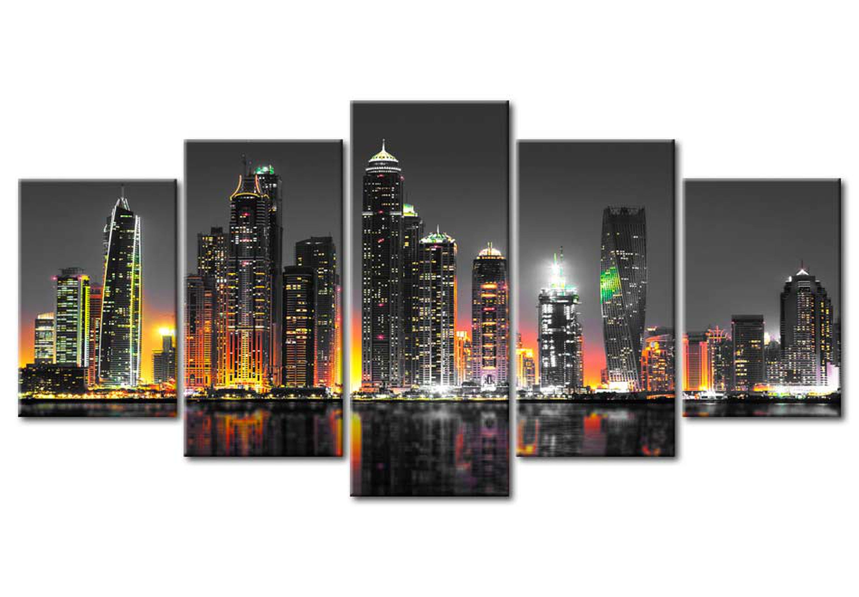 Stretched Canvas Wall Art - Desertic City - 5 Pieces