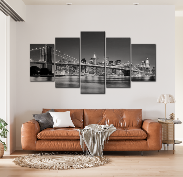 Stretched Canvas Wall Art - Dream About New York - 5 Pieces