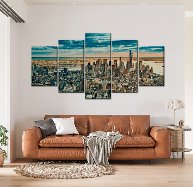 Stretched Canvas Wall Art - Dream City - 5 Pieces