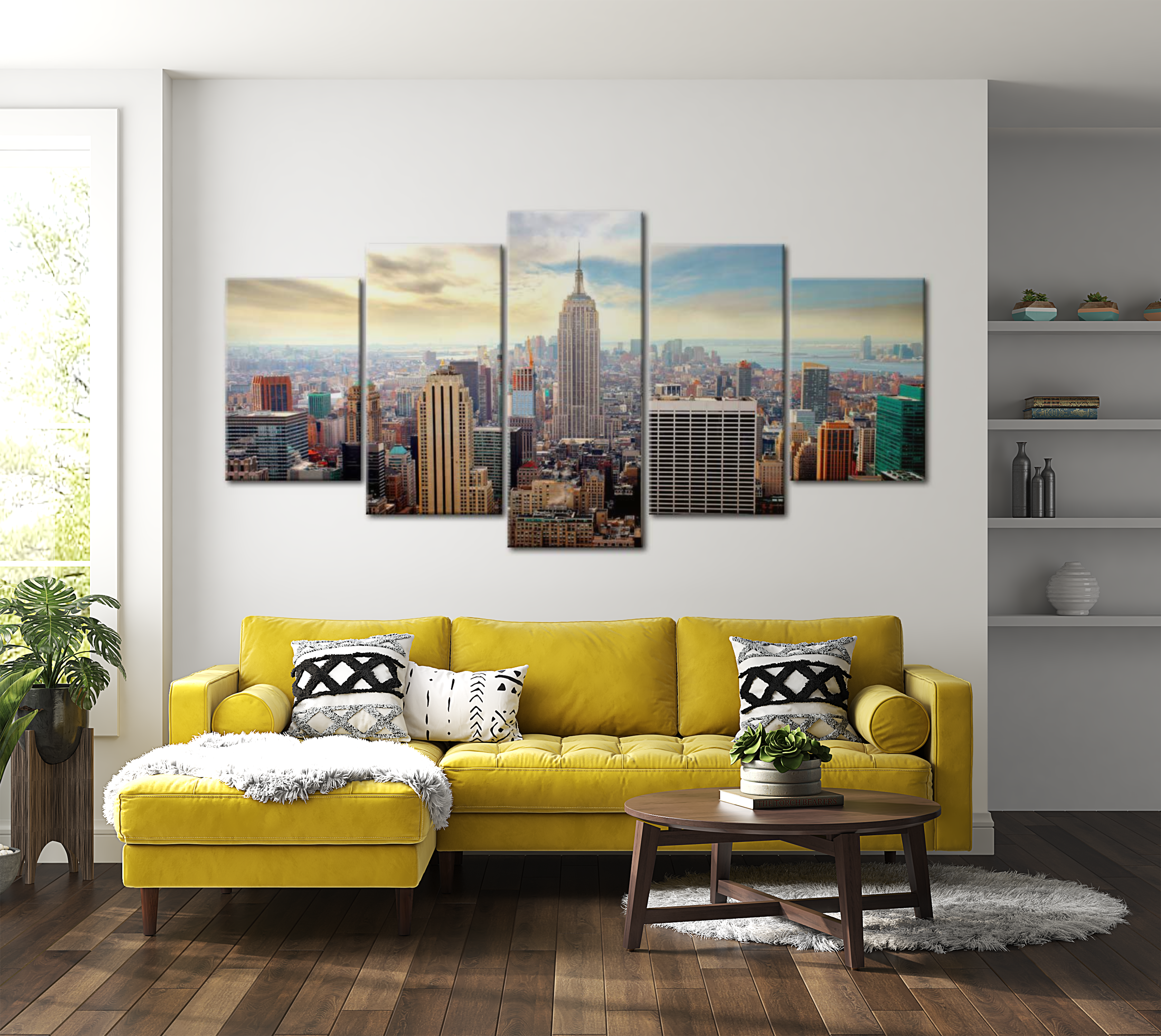 Stretched Canvas Wall Art - Good Morning NYC - 5 Pieces