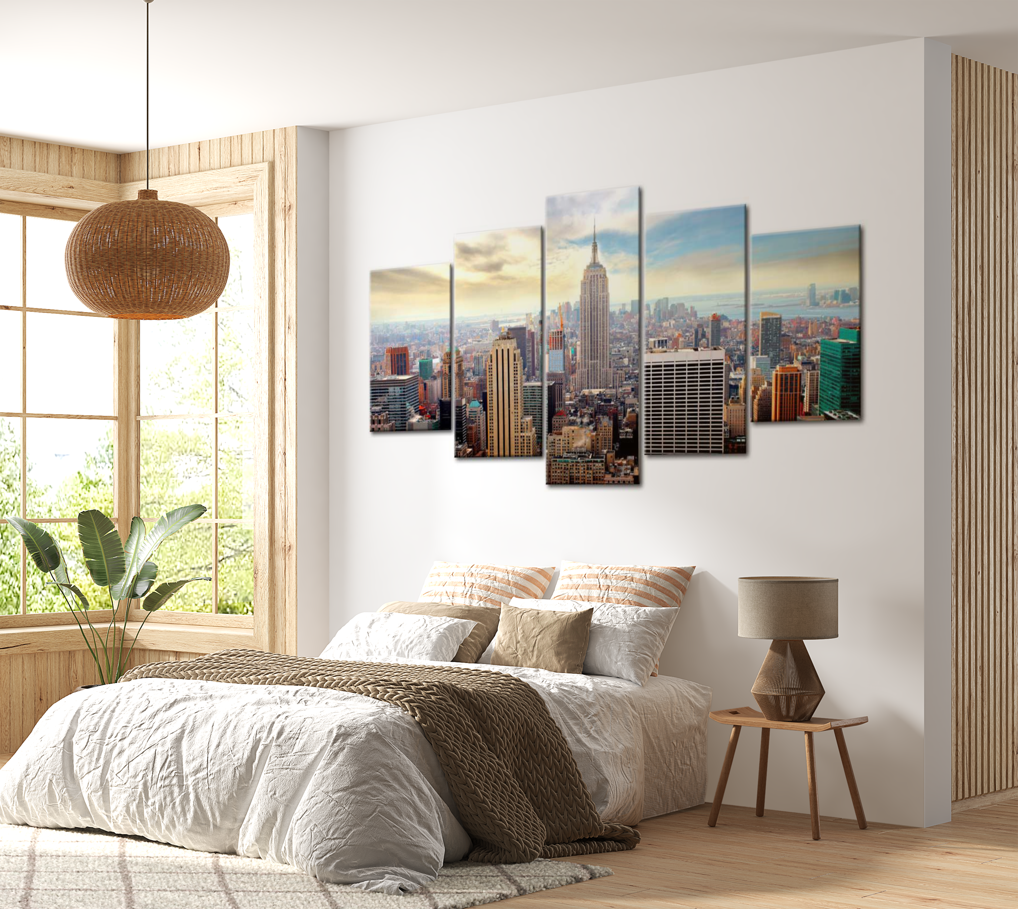 Stretched Canvas Wall Art - Morning In New York City 40"Wx20"H