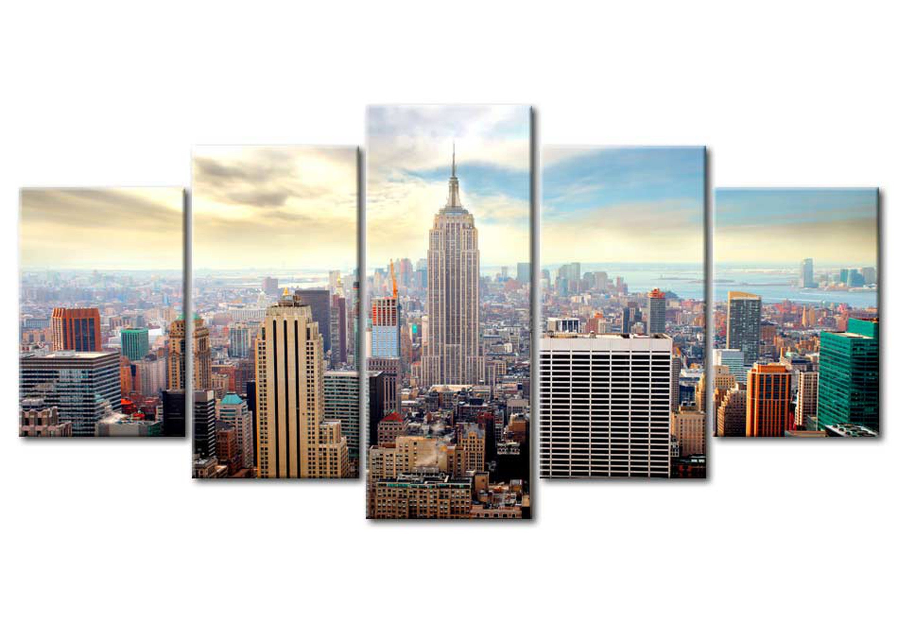 Stretched Canvas Wall Art - Good Morning NYC - 5 Pieces