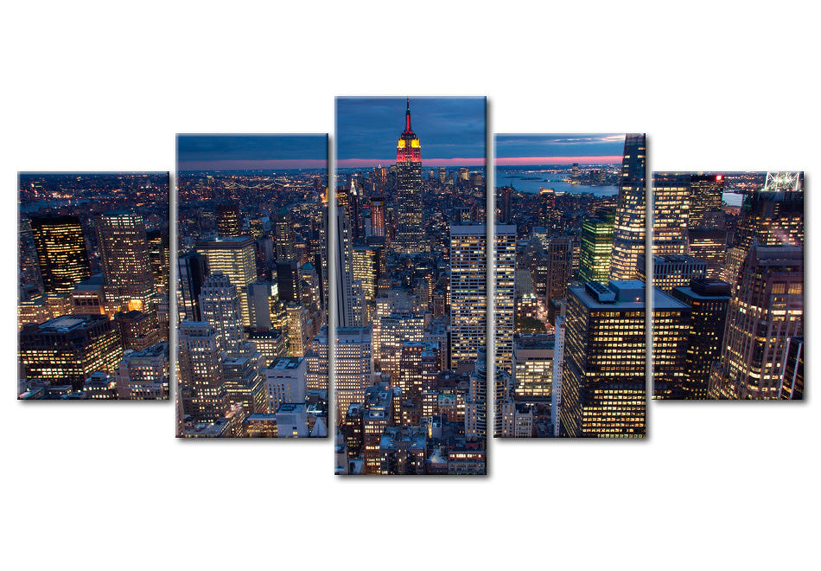 Stretched Canvas Wall Art - Good Night New York - 5 Pieces