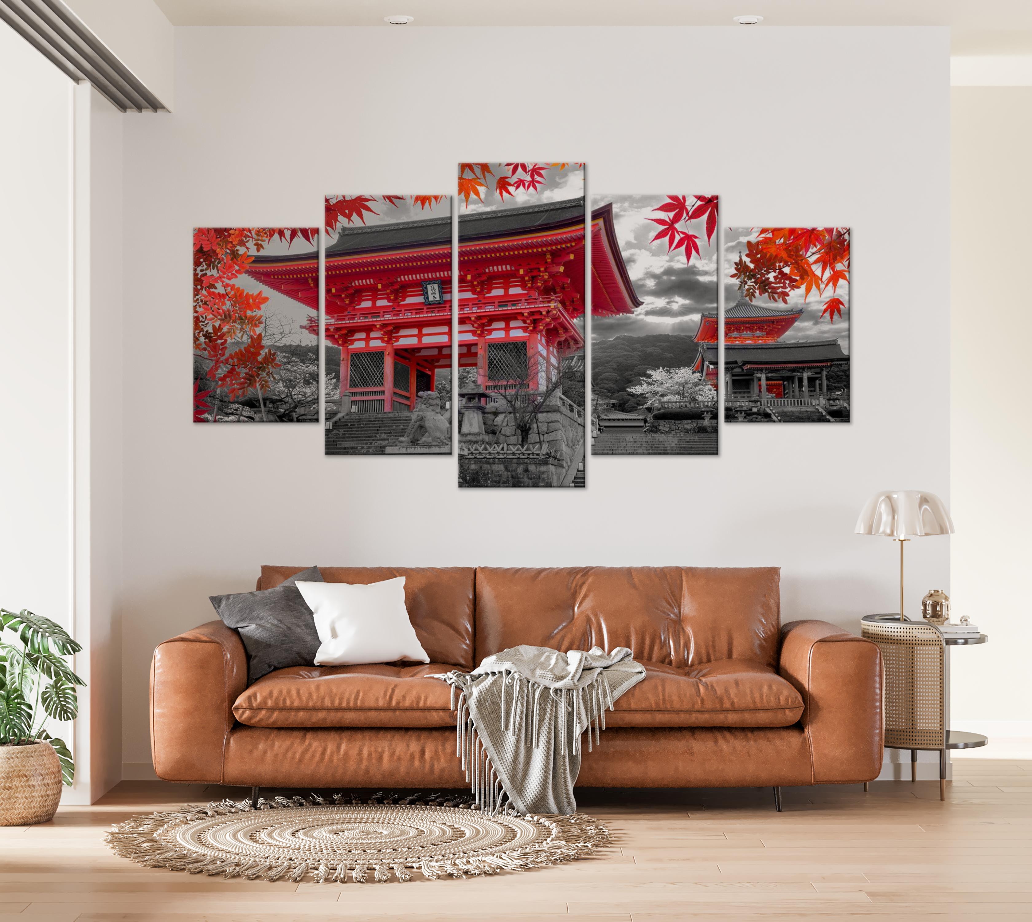 Stretched Canvas Wall Art - Kyoto Japan - 5 Pieces