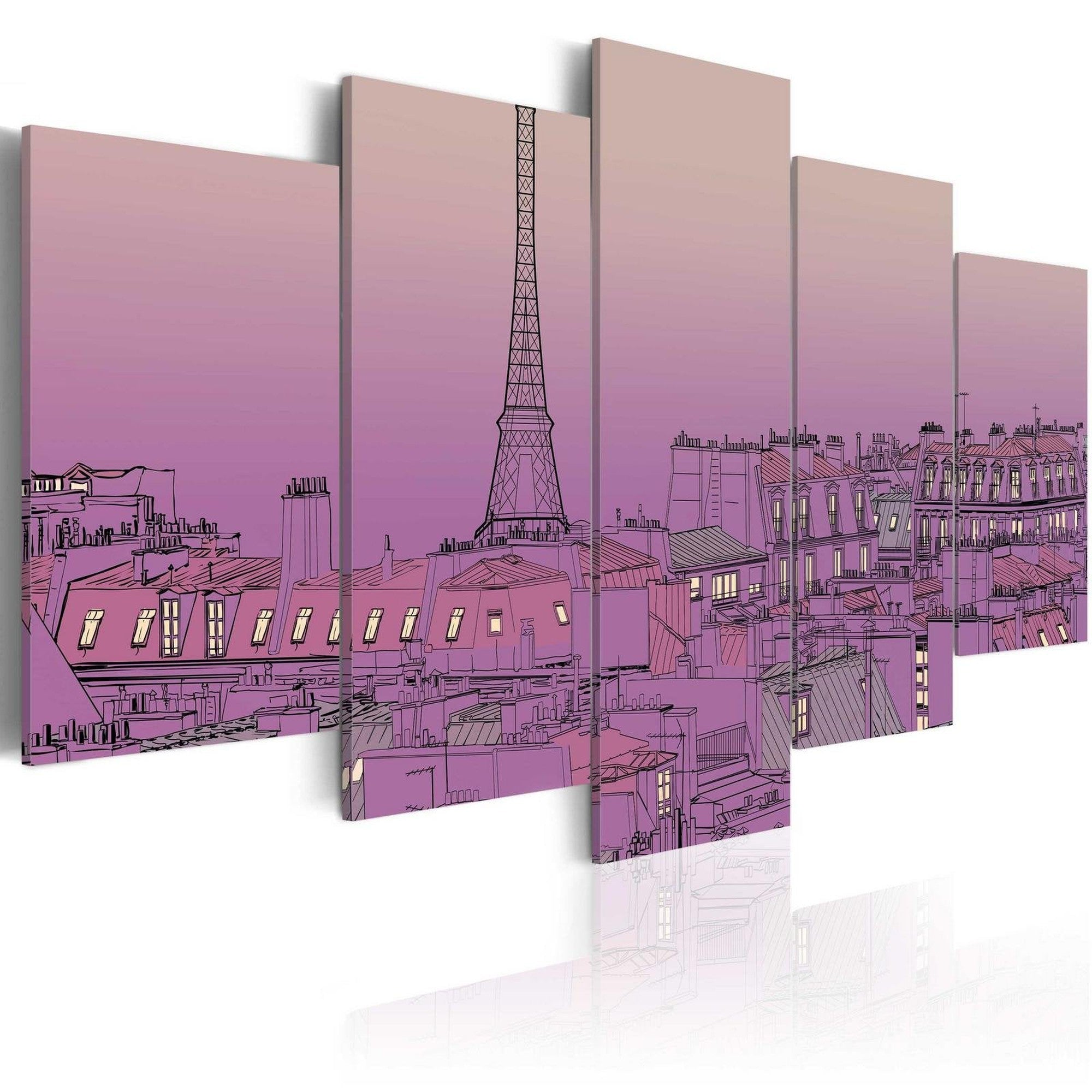 Stretched Canvas Places - Lavender Sunrise Over Paris-Tiptophomedecor