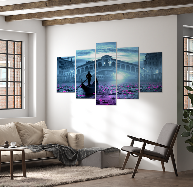 Stretched Canvas Wall Art - Magic Venice Blue - 5 Pieces