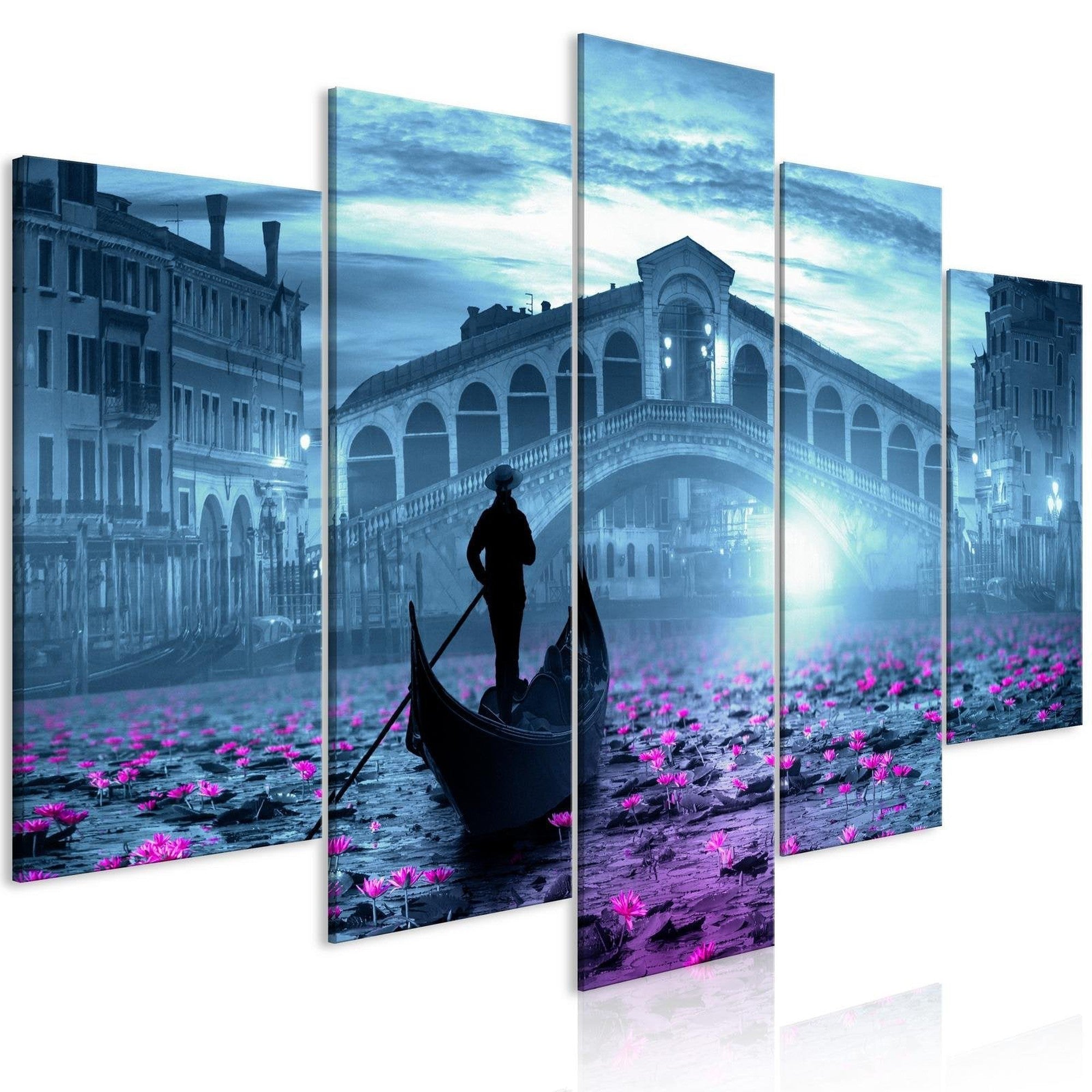 Stretched Canvas Places - Magic Venice Wide Blue-Tiptophomedecor