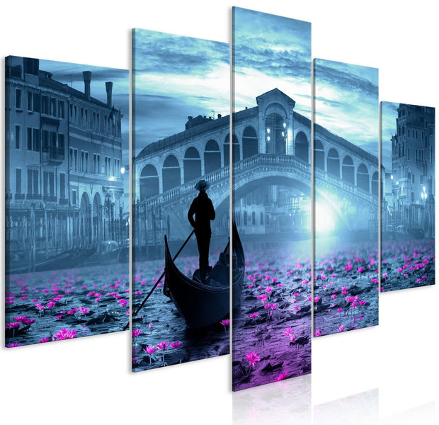Stretched Canvas Places - Magic Venice Wide Blue-Tiptophomedecor