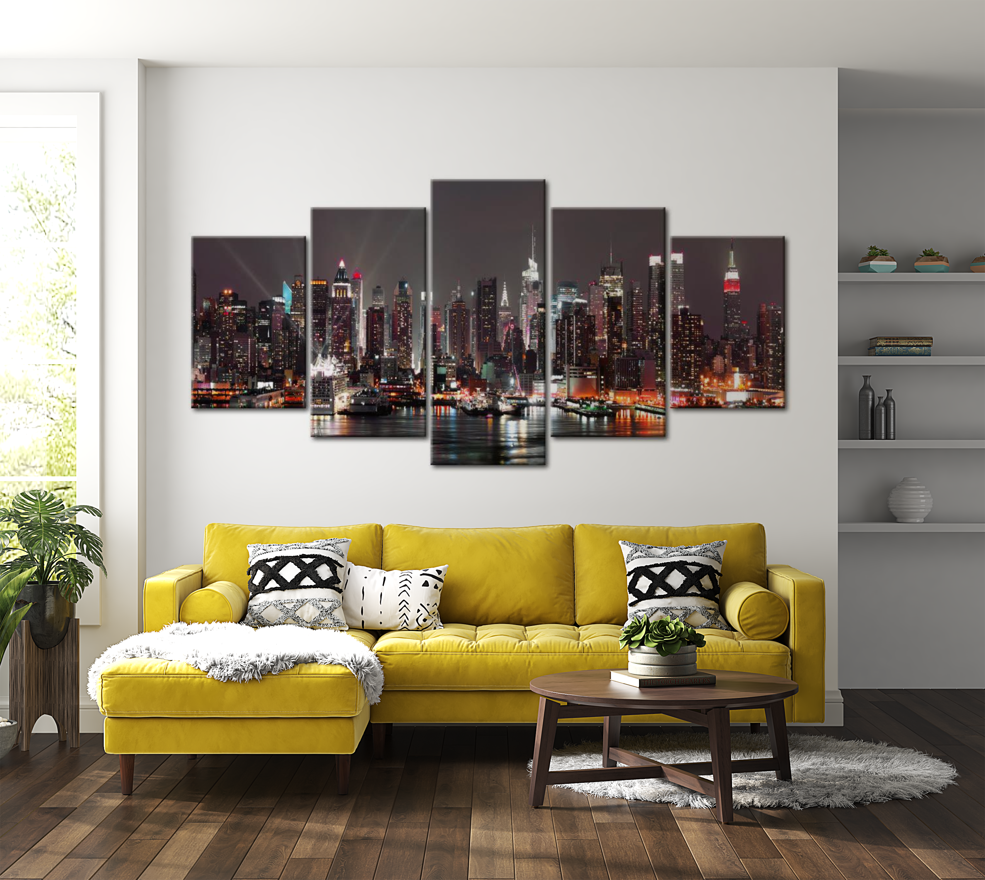 Stretched Canvas Wall Art - Manhattan At Night 80"Wx40"H