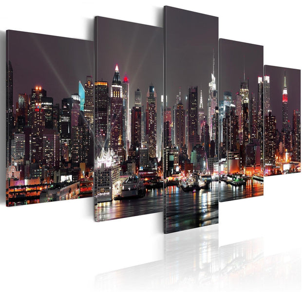 Stretched Canvas Places - Manhattan At Night-Tiptophomedecor