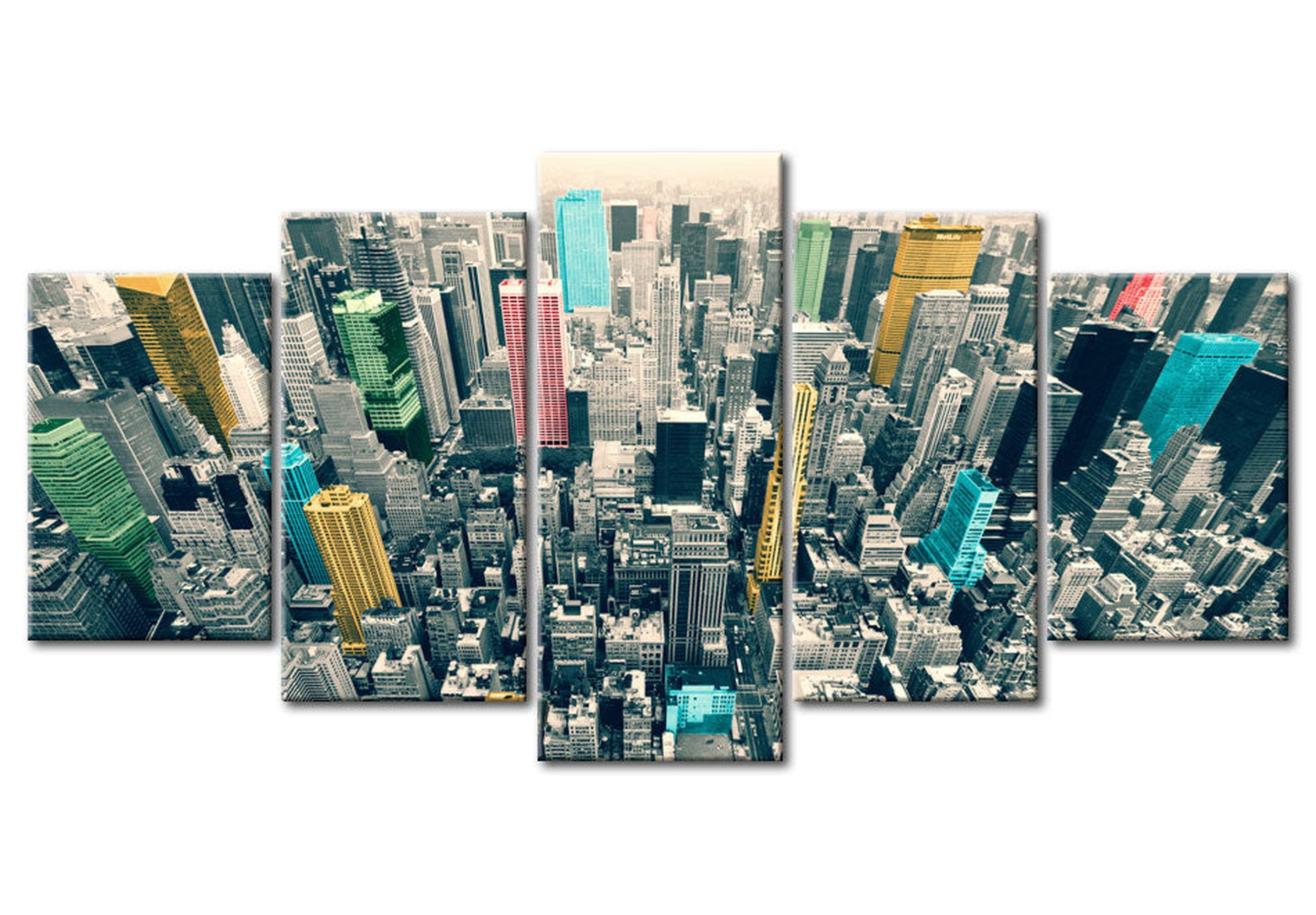 Stretched Canvas Wall Art - Manhattan Fantasy - 5 Pieces